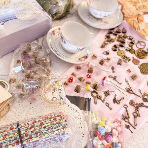 Alice In Wonderland Theme Decor Lot Drink Me Vials Tea Cups Clocks Garden Party